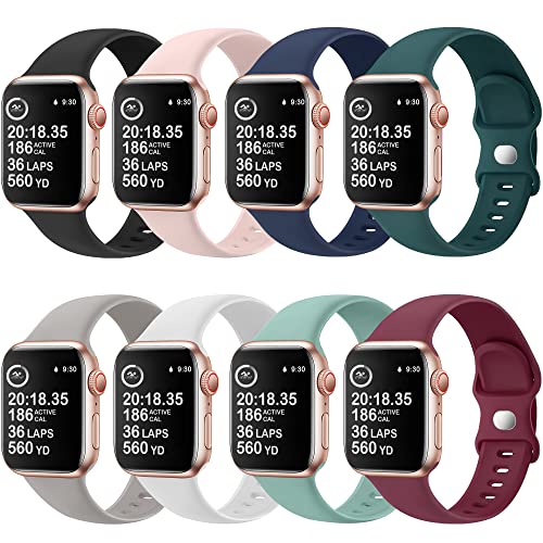 8 Pack Silicone Watch Bands for Apple Watch