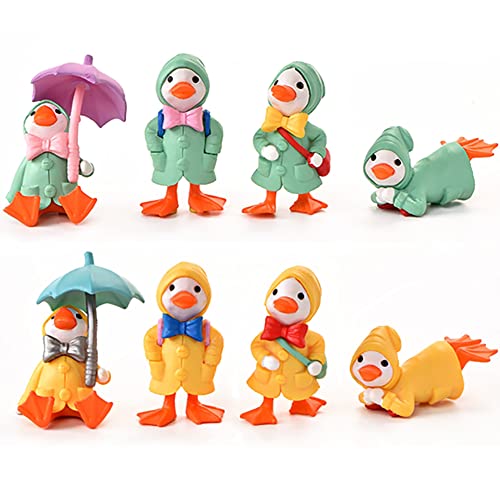 8 Pcs Cartoon Duck Figures Animal Toys Set Cake Toppers