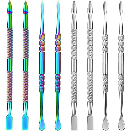 8 Pieces/ 2 Styles Rainbow Wax Carving Tool Stainless Steel Sculpture Tool Engraving Wax Tools Wax Engraving Tool for DIY Wax Oil Candle Statuary Clay Crafts Making