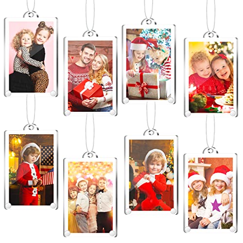 8 Pieces Christmas Photo Ornaments Hanging Picture Frame Ornaments