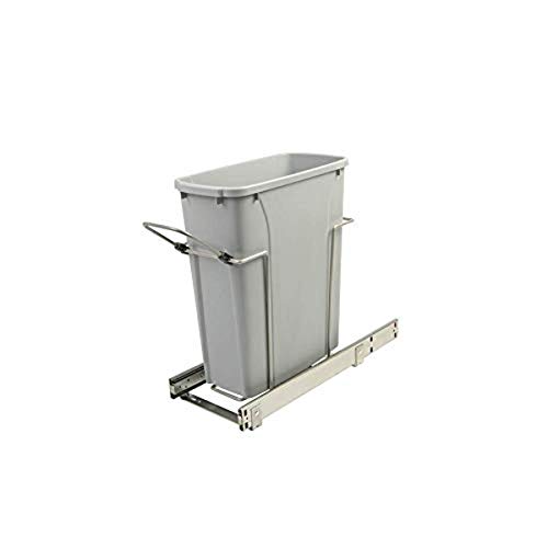 8.375 in. x 20.125 in. x 17.313 in. 20 Qt. In-Cabinet Single Soft-Close Bottom-Mount Pull-Out Trash Can - Platinum