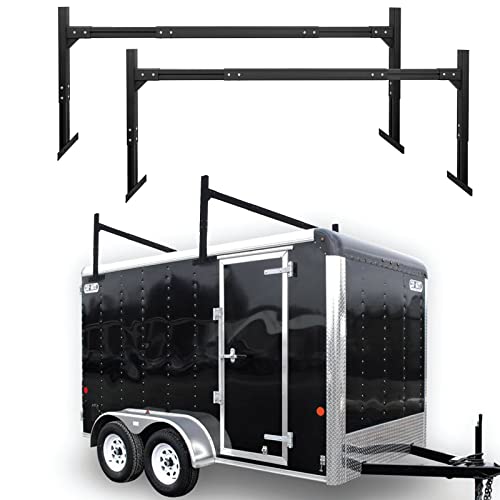 800LB Capacity Adjustable Aluminum Trailer Ladder Rack Fit for Open and Enclosed Trailers, for 6.0'-8.2' Wide Trailers