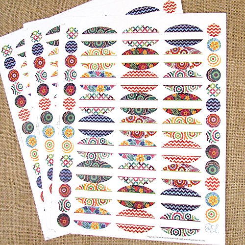 81 Kaleidoscope Oval Poly Waterproof Essential Oil Bottle Labels Plus 81 Round Cap Stickers