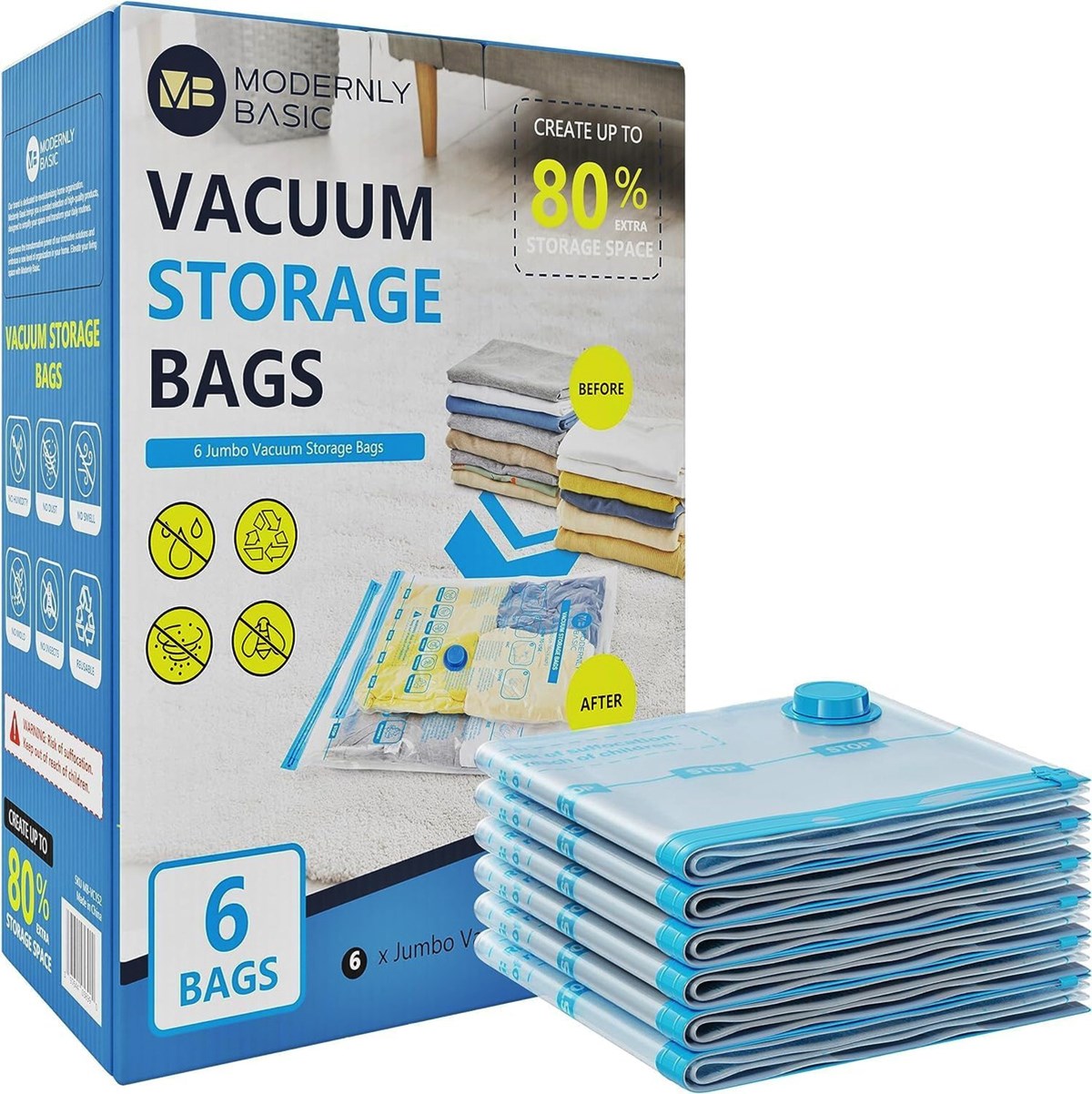 Spacesaver Premium *Jumbo* Vacuum Storage Bags (Works with Any Vacuum  Cleaner + Free Hand-Pump for Travel!) Double-Zip Seal and Triple Seal  Turbo-Valve for 80% More Compression! 