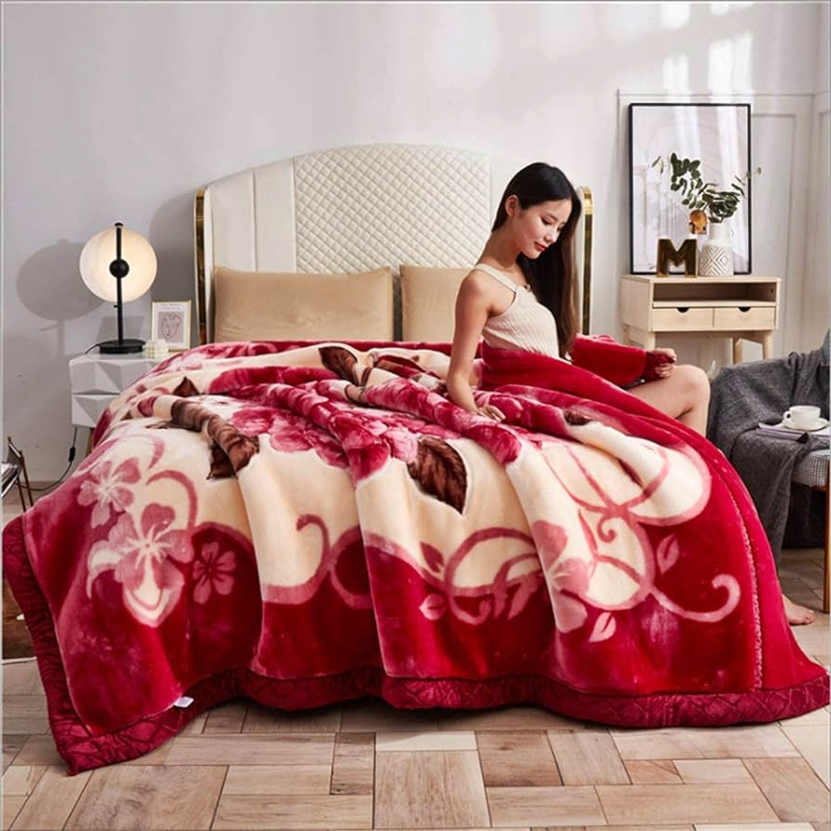 Utopia Bedding Sherpa Bed Blanket Queen Size Grey 480GSM Plush Blanket  Fleece Re