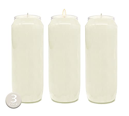 9 Day White Prayer Candles, 3 Pack