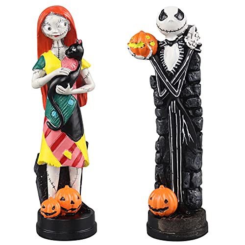 A Nightmare Before Christmas Figurines Jack Skellington Sally with Pumpkin Statues Sets