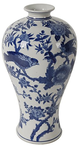 A&B Home Ren Blue & White Bird Vase