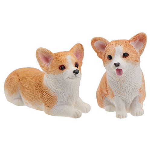 Abaodam 2pcs Mini Corgi Figurines