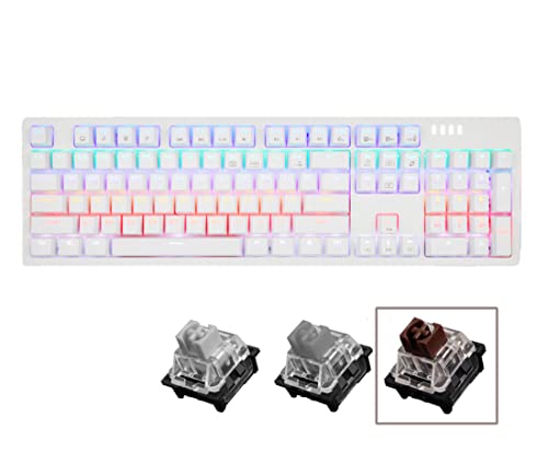 ABKO K515 RGB Gaming Quick Swap Switch Mechanical Keyboard (English/Korean Keycaps) (White, Brown Switch)