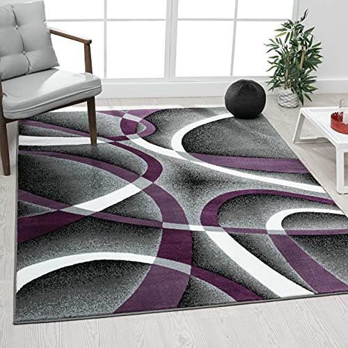 Abstract Area Rug Carpet, Purple / 5 x 7