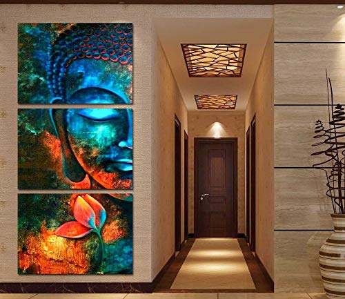 Abstract Blue Buddha Canvas Print Painting