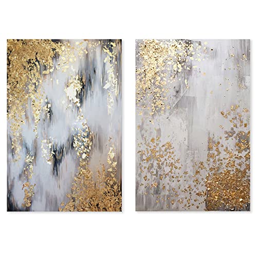 Abstract Wall Art Grey and Gold Painting