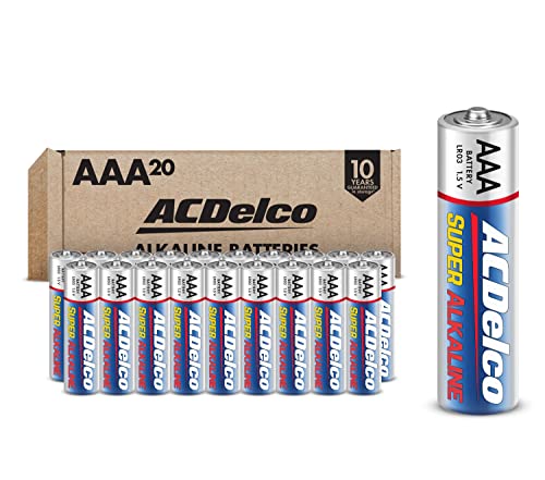 ACDelco 20-Count AAA Batteries, Super Alkaline Battery, 10-Year Shelf Life