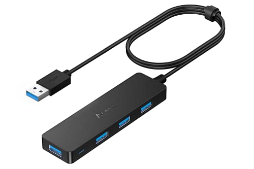 USB hub, Aluminum USB 3.0 Data Hub with Individual On/Off Switches and LED  Lights for Laptop, PC, Computer (4ft/120cm) (7port) 