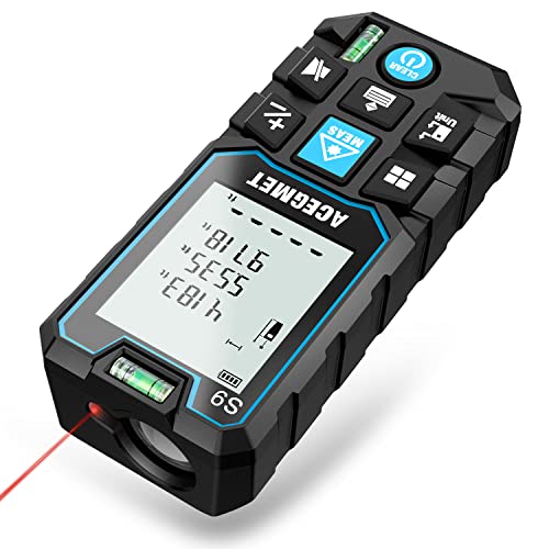 Laser Measurement Tool, ACEGMET 393 Ft Laser Tape Measure ±1/16-inch Accuracy, M/in/Ft Unit Switching Backlit LCD with Mute Button Laser Measure, Pythagorean Mode, Area and Volume Digital Tape Measure