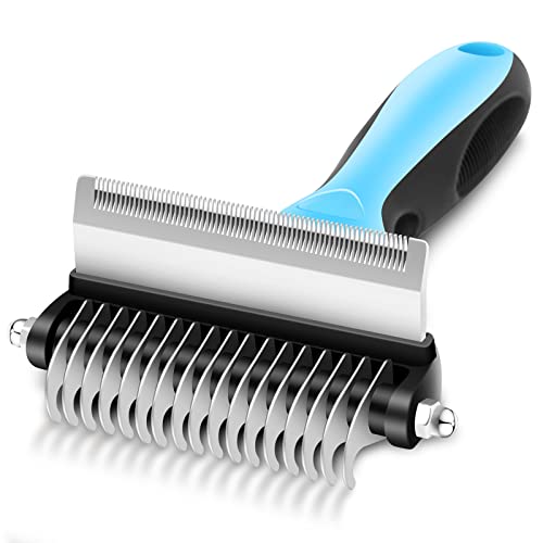 ACKZOT Undercoat Rake: 2-in-1 Dematting Comb & Deshedding Brush for Dogs & Cats