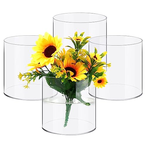 Acrylic Cylinder Vase Bulk - Decorative Clear Vase for Centerpieces