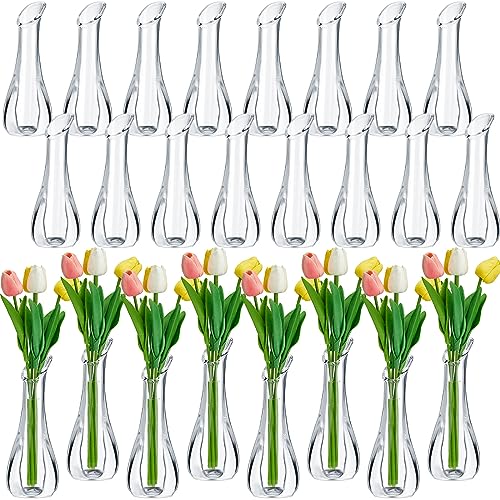 Acrylic Glass Bud Vases for Centerpieces - Set of 24