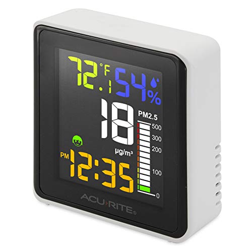 AcuRite Indoor Air Quality Monitor (PM2.5, Temperature, Humidity), White