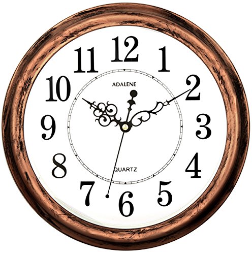 Adalene 13-Inch Decorative Wall Clock Silent Non-Ticking