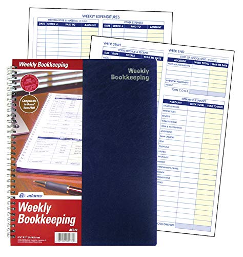 Adams Bookkeeping Record Book, Weekly Format