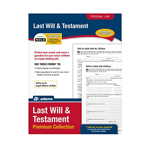 Adams Last Will and Testament with Forms and Instructions (ALFP117),White, 8.5 x 0.12 x 11 inches