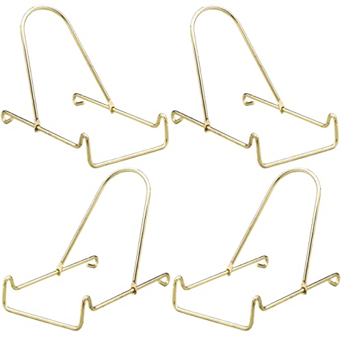 Adjustable Brass Easels - Set of 4 Metal Sliding Easels - Bowl, Plate & Plaque Display