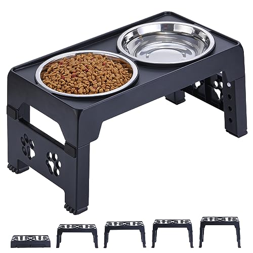 Adjustable Dog Bowls with Stainless Steel Bowls