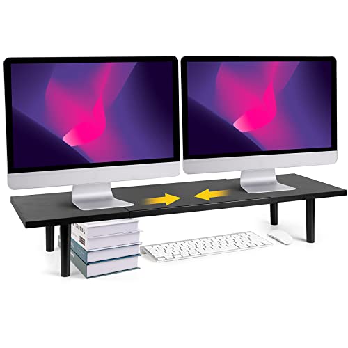Adjustable Dual-Monitor Stand Riser for Desk - Tidy and Ergonomic