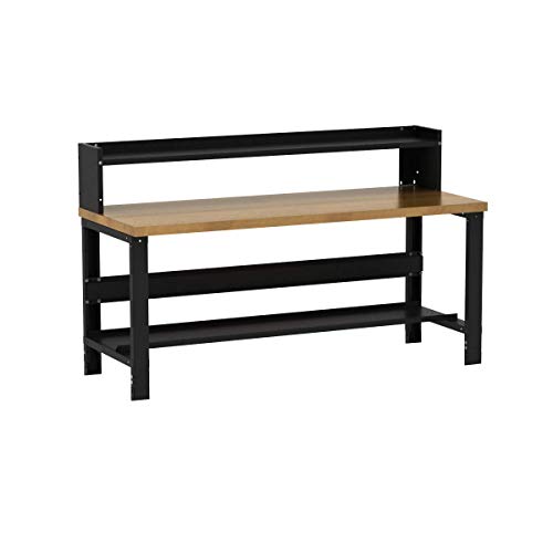 Adjustable Height Heavy Duty Workbench with Solid Hardwood Top