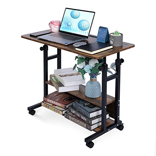 Adjustable Height Small Laptop Desk with Storage