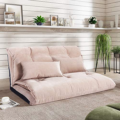 Adjustable Lazy Sofa Bed with Foldable Mattress Futon Couch