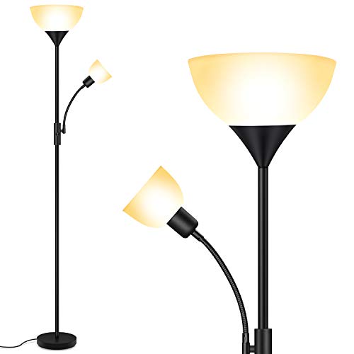 Adjustable LED Floor Lamp with Reading Lamp
