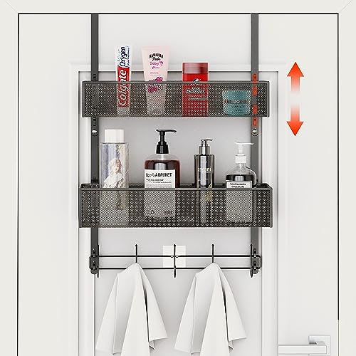 Adjustable Over Door Hooks Organizer with Baskets and Hooks