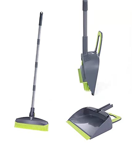 Adjustable Rubber Push Broom and Dustpan Set