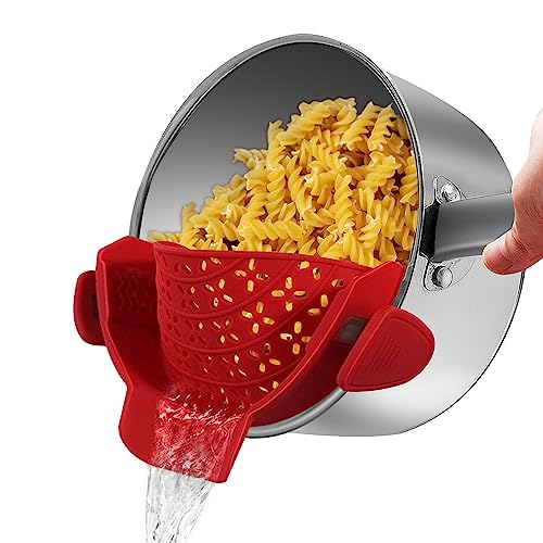 Adjustable Silicone Clip On Strainer for Pots, Pans, and Bowls