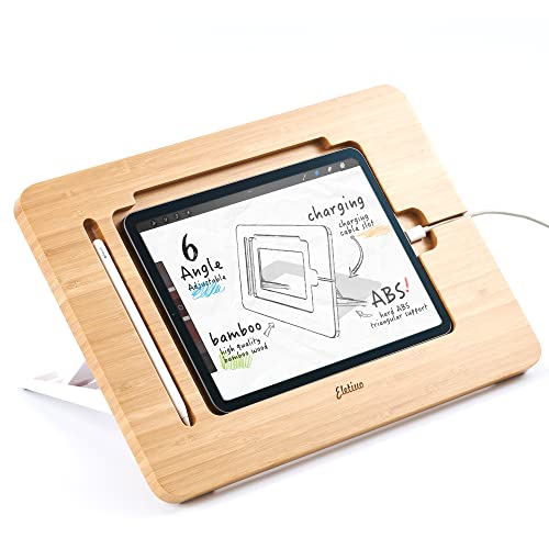 Adjustable Tablet Stand with Pencil&Charger Cable Slot