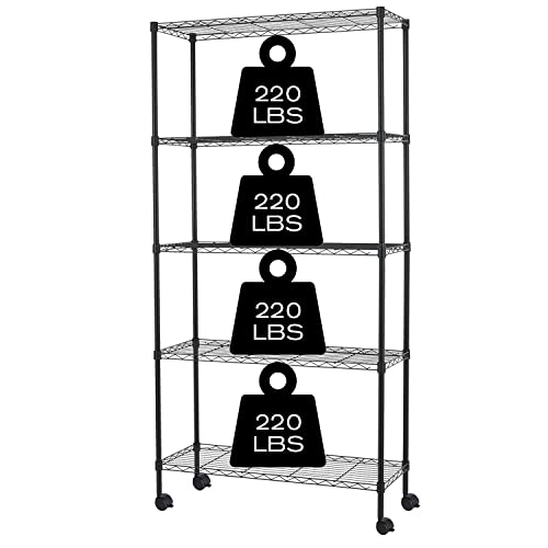 Adjustable Wire Shelving Unit with Wheels
