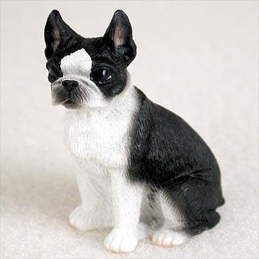 Adorable Boston Terrier Miniature Dog Figurine