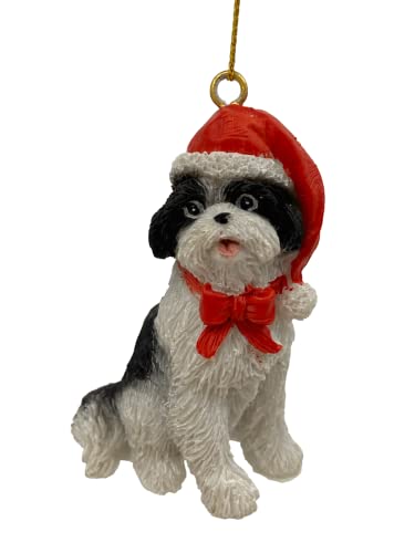 Adorable Dog Figurine Christmas Ornaments with Santa Hats