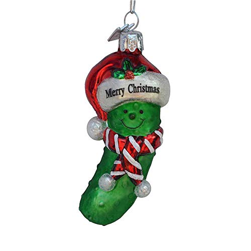 Adorable 'Merry Christmas' Pickle Glass Ornament