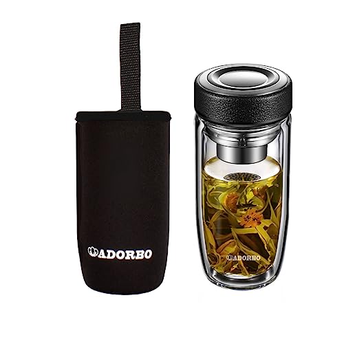 ADORBO Tea Infuser Glass Water Bottle