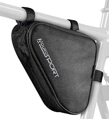 Aduro Sport Bicycle Bike Storage Bag Triangle Saddle Frame Pouch for Cycling (Black)