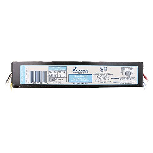 Advance ICN-4P32-SC Electronic Fluorescent Ballast, 4 Lamp, 32W T8, 120/277V