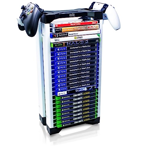 ADZ Universal Game Holder - Compact Storage Rack for PS2, PS3, PS4, PS5, PSP, Xbox, Nintendo Games and Media