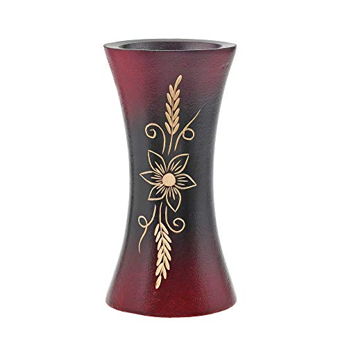 AeraVida Pretty Asian Flower Red and Black Natural Mango Tree Wood Flower Vase