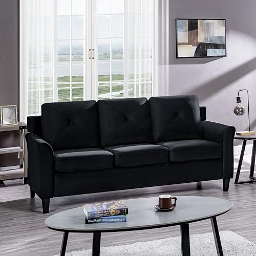 Affordable Black Modern Sofa - Microfiber Couch