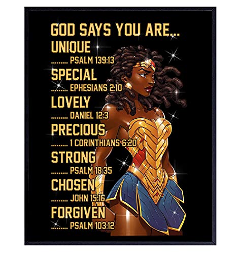 African American Woman Wall Art - Bible Verses - Inspirational Motivational Unframed
