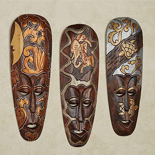 African Style Decor - Wooden Mask Face Sculptures